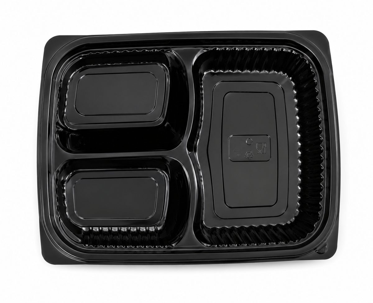 Three-Compartment Microwavable Food Container