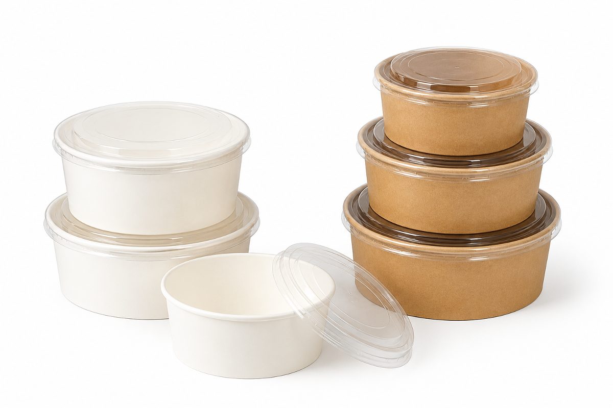 Carton Food Bowls with Clear Lids