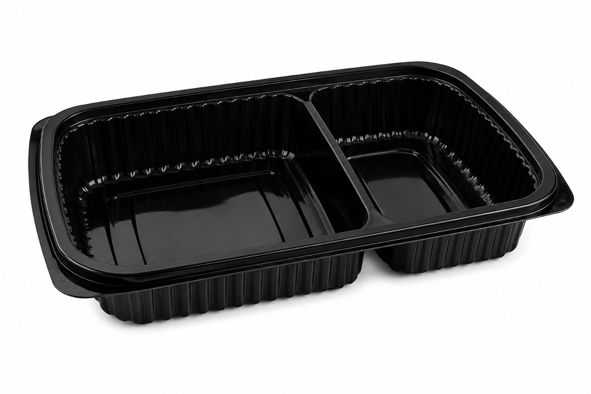 Two-Compartment Rectangular Microwavable Meal Container