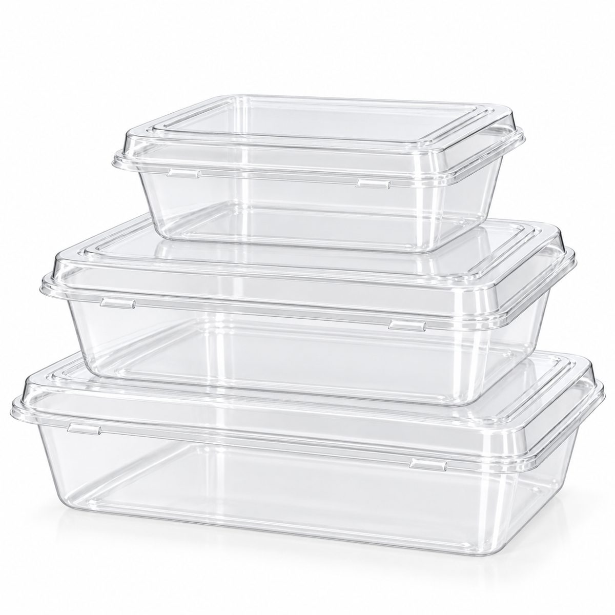Clear Rectangular Plastic Containers with Lids