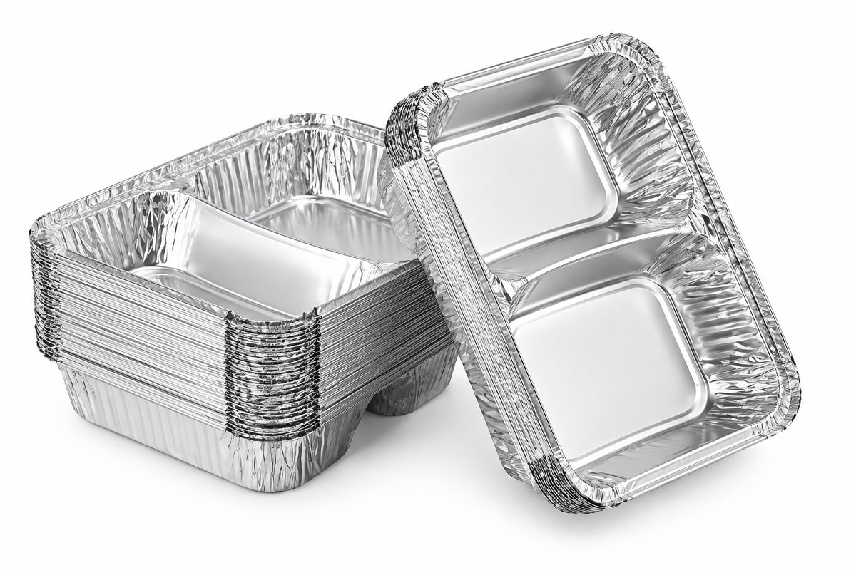Two-Compartment Aluminum Food Containers